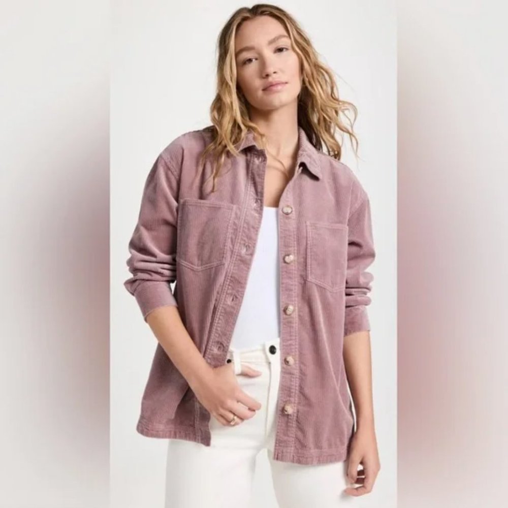 NWT Madewell Corduroy Kentwood Oversized Shirt-Jacket Size Small, Dusty Pink
